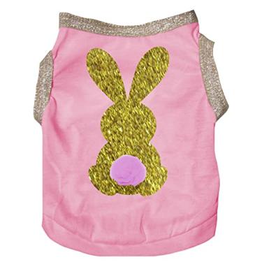 Imagem de Petitebella Camisa de cachorro de coelho dourado brilhante (rosa/dourado, GG)