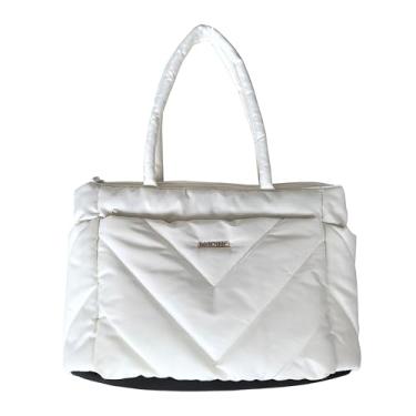 Imagem de BAGNEER Bolsa feminina acolchoada com zíper YKK, bolsa de ombro acolchoada para viagens, trabalho, praia, academia, loja, Bege, Standard Size