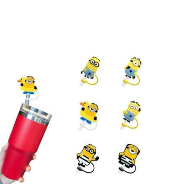 Imagem de 6 peças de cobertura de canudo de silicone reutilizáveis, acessórios para copos Stanley, tampa de palha fofa para canudos Stanley Topper de 10 mm