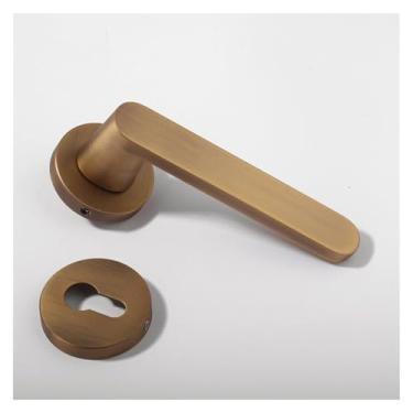 Imagem de Maçaneta silenciosa para interior fechadura universal para quarto de madeira fechadura dividida para porta de casa (bronze amarelo)