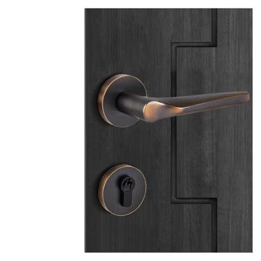 Imagem de Fechadura de porta americana de latão para quarto, magnética, silenciosa, simples, de madeira, latão, fechadura interna (ouro preto, modelo silencioso)