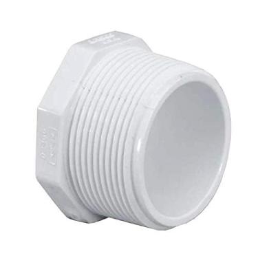 Imagem de Pacote com 5 tampas de extremidade de tubo de PVC de 3/10.2 cm – Conexões roscadas macho SCH 40 MNPT – Tampas de encanamento de PVC duráveis para vedação de linha de água