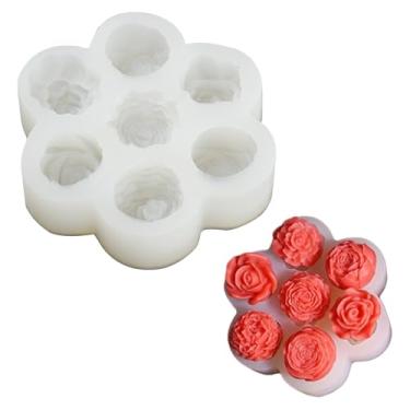 Imagem de Airssory 1 molde de silicone de flor 3D mini molde de chocolate rosa moldes de fondant de vela molde de argila de fundição de resina epóxi floral para fazer sabonete, dia dos namorados, decoração de