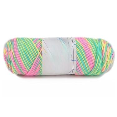 Imagem de Fio variegado para tricô, fácil de criar lindos padrões para chapéus, cachecóis e suéteres, fio grosso para artesanato (rosa + verde + amarelo)