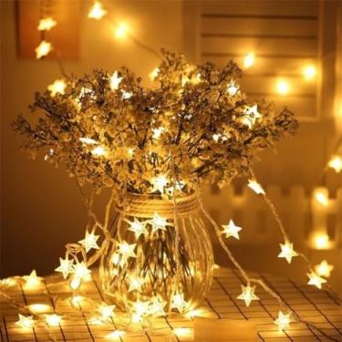 Imagem de Pisca Pisca Natal LumináRia com Usb CordãO Fio de Luz 20 Estrelas 4 Metros Led Natal Decoração (Amarelo)