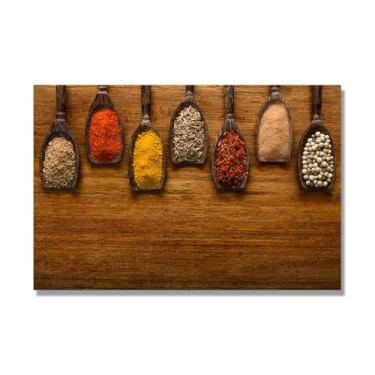 Imagem de NHLDZYH Arte de parede em tela colorida para especiarias e colher de tempero | Decoração de cozinha vintage | Arte moderna para casa e sala de jantar. C76. 30 x 45 cm-11,8 x 17,7 pol. Somente tela