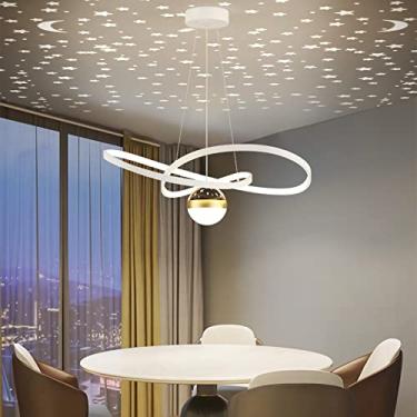 Imagem de Luminária pendente LED para mesa de jantar, com controle remoto, ideal para sala de estar, cozinha e outros ambientes. Altura ajustável, perfeita para pendurar em quartos e escritórios. (Bra