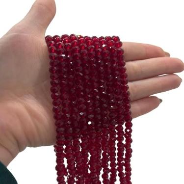 Imagem de Fios de Cristais 6mm para Bijuteria e Artesanato – 10 Fios com ~850 Pedras da Mesma Cor (Vermelho Escuro Transparente)