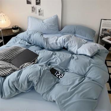 Imagem de Conjunto de cama bicolor para todas as estações, capa de edredom confortável em algodão macio e agradável à pele, 15 x 1,2 m, conjunto de 3 peças