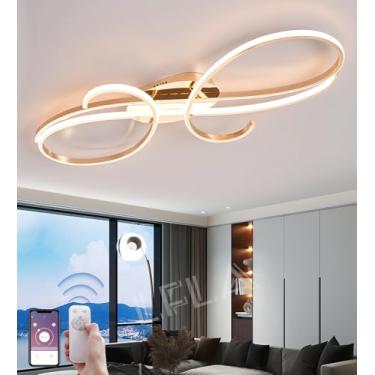Imagem de Luminária de teto LED moderna, criativa, heterogênea, cromada, para sala de estar, com intensidade ajustável e controle remoto, ideal para proteção ocular em ambientes internos, como sala de