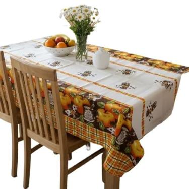 Imagem de Toalha De Mesa Quadrada 4 Lugares 145x145cm Poliéster e Algodão(Xadrez Laranja)