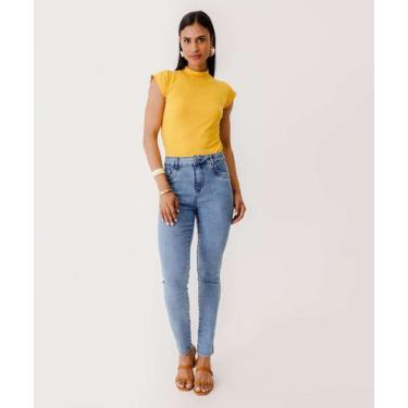 Imagem de Calça Feminina Skinny Marmorizada-04011 - Kysh, Jeans azul, 36