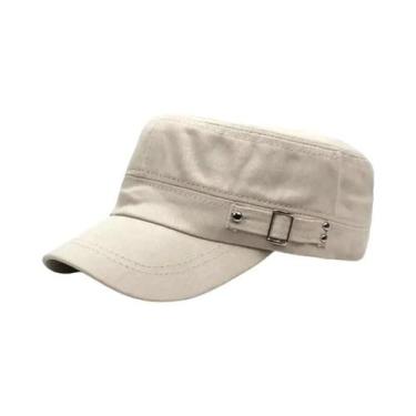 Imagem de Boné Unissex Ajustável De Algodão Liso Estilo Militar Com Aba Reta Par