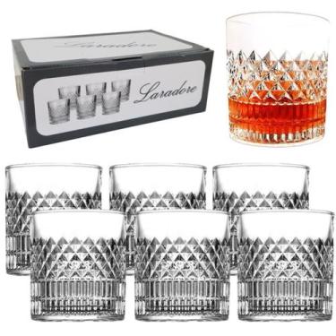 Imagem de Jogo 6 Copos Baixos de Vidro Lapidado - Laradore Roma 315ml