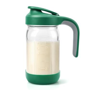 Imagem de Sursip Jarra de vidro de 946 ml com tampa para bico de despejar, hermética e à prova de vazamento, jarra de vidro antiderrapante para chá gelado, café frio, limonada, jarro de água de 1 litro para