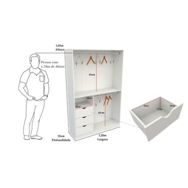 Imagem de Armário Cabideiro Gaveteiro Misto M7 Closet Ou Loja 100% Mdf - VETORIA