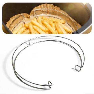 Imagem de Forro de fritadeira a ar para manter o forro de papel descartável no lugar – evita que os forros de papel enrolem e queimem | Aço inoxidável 304 de grau alimentício | Serve apenas para fritadeira a ar