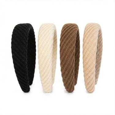 Imagem de Faixas de cabelo para mulheres, faixa de cabelo de malha larga e grossa, linda faixa de cabelo antiderrapante, acessórios de cabelo de tecido confortável para meninas que lavam maquiagem do rosto