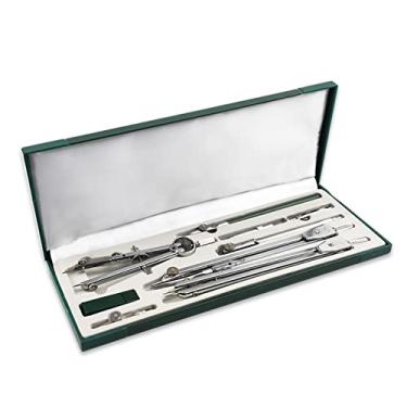 Imagem de Conjunto de 9 peças, conjunto de ferramentas de geometria matemática, conjunto de ferramentas de desenho com estojo de armazenamento, material escolar para casa, conjunto de bússolas, conjuntos de