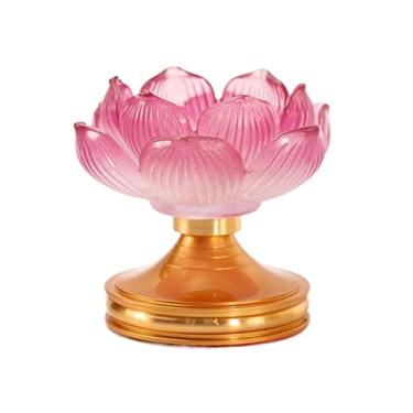 Imagem de Castiçal castiçal de lótus suporte de vela requintado decoração de mesa suporte de vela base de metal mesa de vela (B, pequeno)