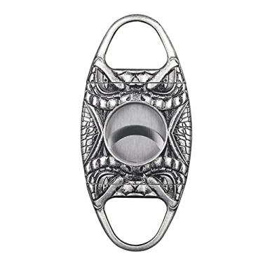 Imagem de Feiyx Cortador de charutos premium, cortadores de charutos de bolso, cortador de charuto portátil de aço inoxidável de dois gumes, padrões de gravação requintados, perfeito para uso por amantes de
