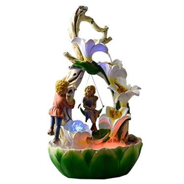 Imagem de Fontes internas criativo presente de casamento desktop paisagem fonte interior decoração quarto resina desktop circulação fonte de flor anti-real fonte de água (cor: A) (B )