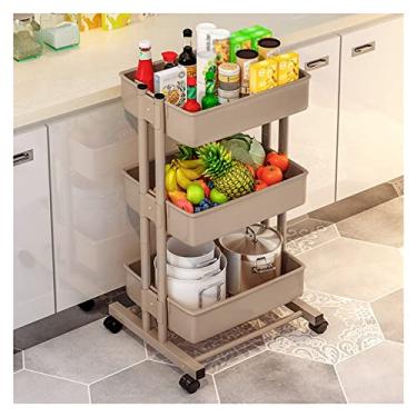 Imagem de Carrinho utilitário com rolamento de metal de 3 camadas, carrinho de serviço de carrinho de armazenamento multifuncional com cesta de malha e rodas fácil montagem para banheiro, cozinha, escritório