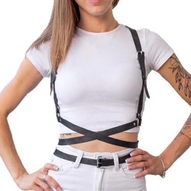 Imagem de Peitoral feminino moderno para o corpo Bts para mulheres, joias de couro gótico, corrente corporal, joias modernas, estilo boêmio