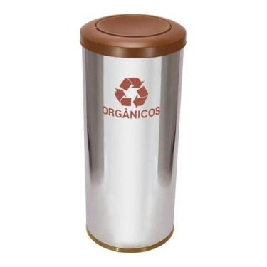 Imagem de Lixeira De Aço Inox 50l Com Tampa Meia Esfera Pintada Cor:Marrom - Hig