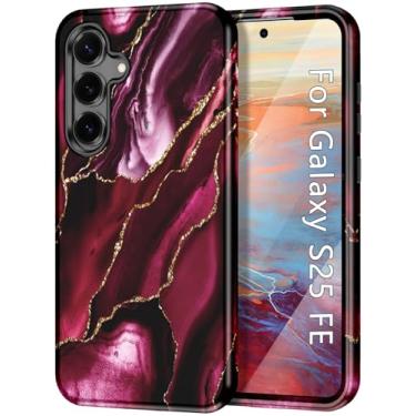 Imagem de Avocase Capa compatível com Samsung Galaxy S25 FE, estampa de mármore 3 em 1, resistente, à prova de choque, PC rígido + silicone macio para mulheres e meninas, capa para Galaxy S25 FE (2025