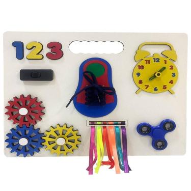 Imagem de Painel Sensorial Montessori Atividades Retangular Madeira