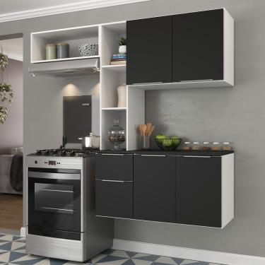 Imagem de Cozinha Compacta Multimóveis Sofia Fg2002 Om Armário E Balcão Branca/preta