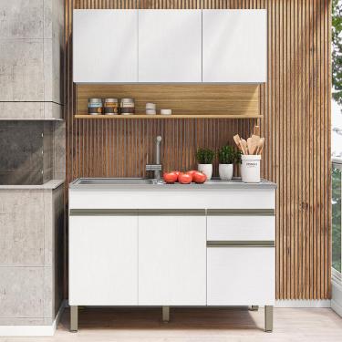 Imagem de Balcão Para Pia E Armário Aéreo 120 Cm Line Supremo Ktp Supremo Cp Freijo