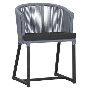 Imagem de Cadeira De Jantar Noronha Alumínio Preta E11 Trama  Prata