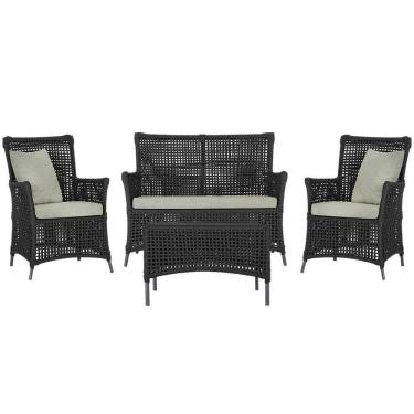 Imagem de Jogo Sofá E 2 Poltronas E Mesa Igapó Preta E3 Trama Original Preto