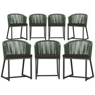 Imagem de 7 Cadeiras De Jantar área Noronha Preta E9 Trama  Verde