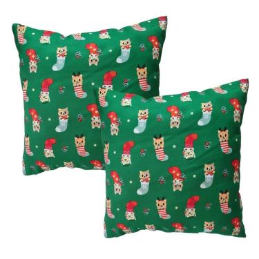 Imagem de Kit 2 Almofadas Decorativas Natal Oxford 45x45 Verde