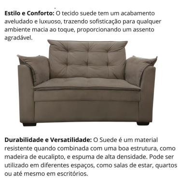 Imagem de Sofá 2 Lugares Para Sala Moderno Confortável Andreia Suede bege Escuro