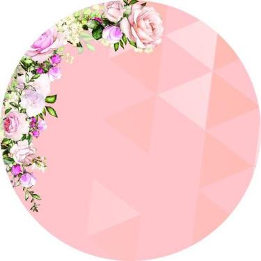 Imagem de Painel de Lona Redondo Flores Mista Formas Degradê - Fabrika De festa,