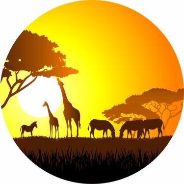 Imagem de Painel de Lona Redondo Safári África Por do Sol c/ Elástico - Fabrika 