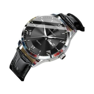 Imagem de Relógio De Quartzo Masculino À Prova d'Água Em Couro Com Data Luminosa