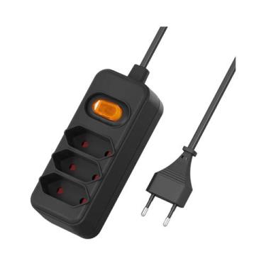 Imagem de Tomada Elétrica Europeia Com 3 Entradas E Cabo De Extensão De 2m Para 