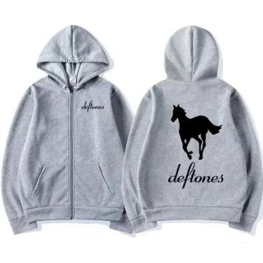 Imagem de Moletom Oversized Deftones - Branco - Com Zíper - Estilo Hip Hop, BR-G