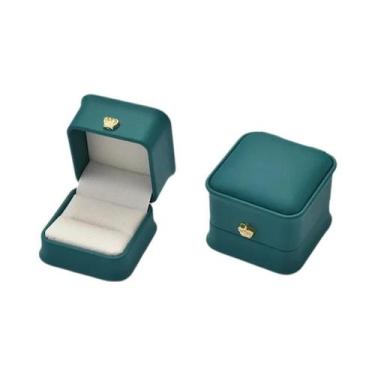 Imagem de Caixa De Armazenamento De Anéis Em Couro PU Com Fecho Em Forma De Coro