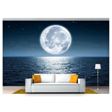 Imagem de Papel De Parede Lua Noite Praia Mar Oceano 3D Nsk72