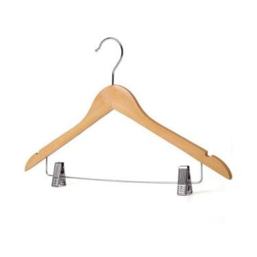 Imagem de 5 Cabides de Madeira Com Presilhas e Verniz Gancho Giratório - TOP RIO