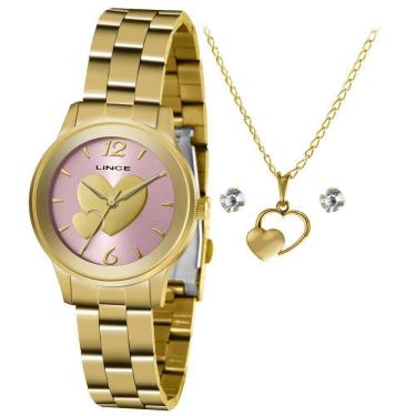 Imagem de Kit Relógio Lince Feminino Lrgh150L Ky51 + Colar E Brinco