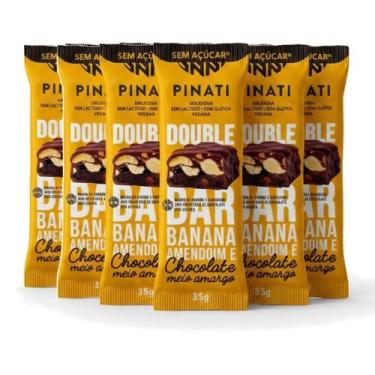 Imagem de Kit 6 PINATI Double Bar Banana Amendoim Chocolate 35g Vegan - Pinati S