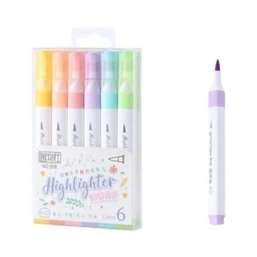 Imagem de Conjunto De Canetas Marcadoras Em Cores Pastel, 6 Cores, Marcadores Fl