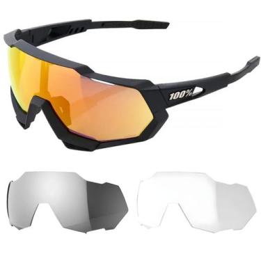 Imagem de Óculos Esportivos SPEEDTRAP 100% 2 Lentes Extras, Amarelo